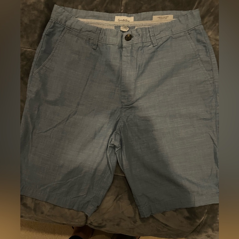 Goodfellow & Co Men’s slate blue linen flat front shorts size 30